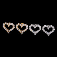 Pendientes de tachuela con pavé de corazón y diamantes de laboratorio – Oro de 14k