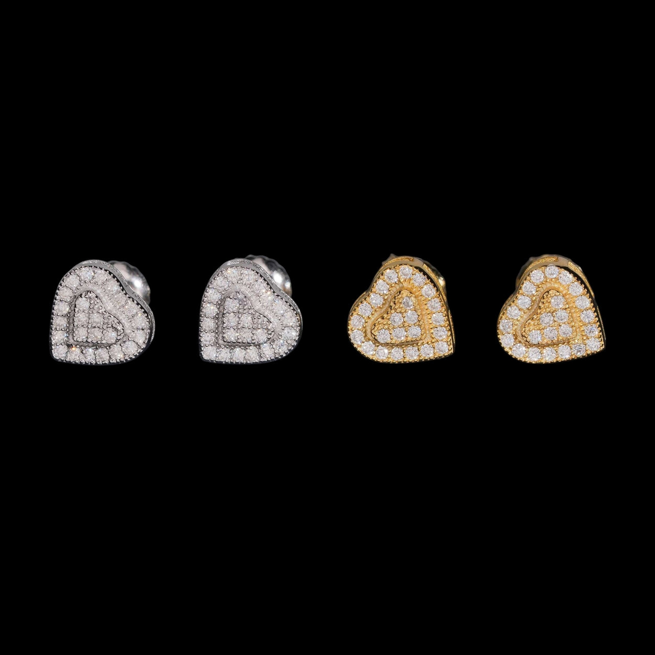 Pendientes de Tachuela Corazón Pavé de Diamantes Creados en Laboratorio – Oro de 14k