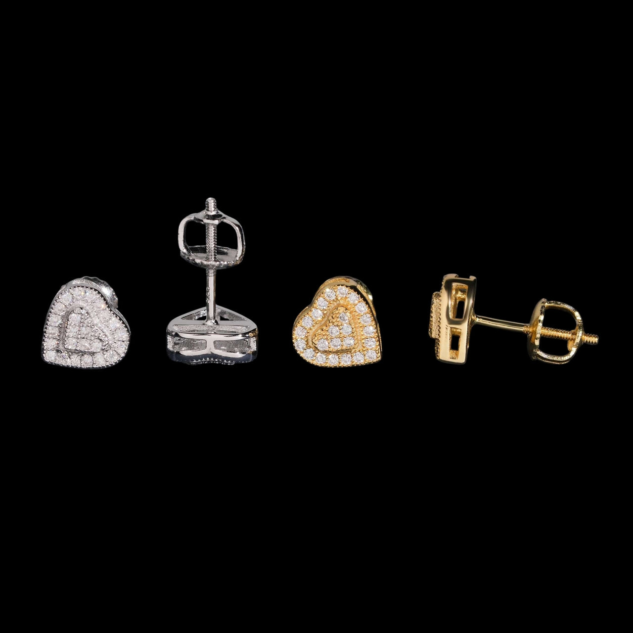 Pendientes de Tachuela Corazón Pavé de Diamantes Creados en Laboratorio – Oro de 14k