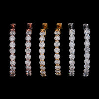 Pendientes de aro lineales Pavé de diamantes cultivados – Oro de 14k