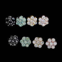 Aretes de ramillete tipo pavé de flores con diamante de laboratorio – Oro de 14k