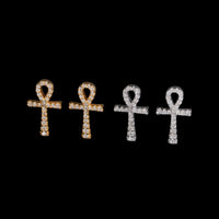 Pendientes Ankh Pavé con Diamantes de Laboratorio – Oro de 14k