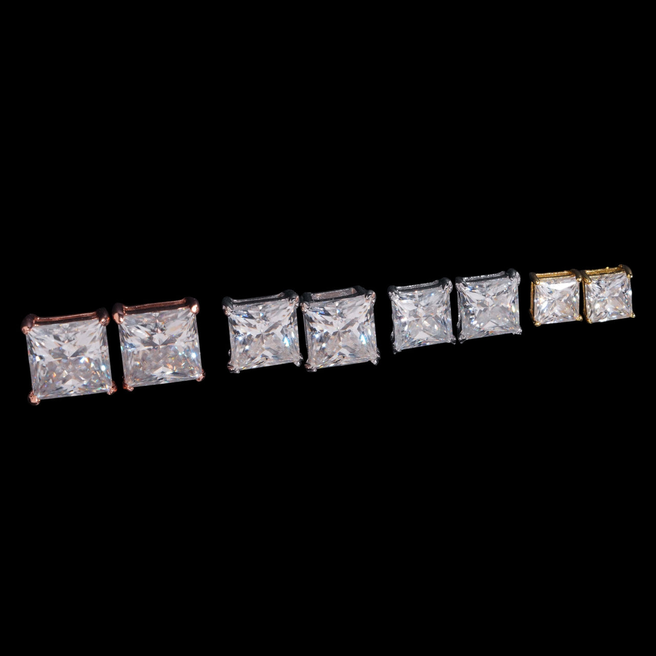 Pendientes de oro de 14 quilates con diamantes de laboratorio cuadrados de talla princesa