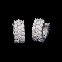 Pendientes de Aro Rectangulares de Varias Filas con Pavé de Diamantes de Laboratorio - Oro de 14k