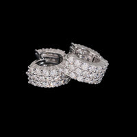 Pendientes de Aro Rectangulares de Varias Filas con Pavé de Diamantes de Laboratorio - Oro de 14k