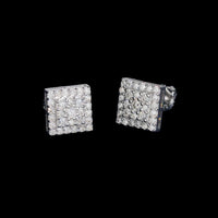 Aretes cuadrados tipo pavé con halo y diamantes creados en laboratorio – Oro de 14k