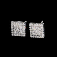 Aretes cuadrados tipo pavé con halo y diamantes creados en laboratorio – Oro de 14k