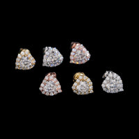 Pendientes de botón halo pavé en forma de corazón con diamantes de laboratorio – Oro de 14k