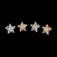Pendientes de botón con forma de estrella y baguette con diamantes de laboratorio – Oro de 14k