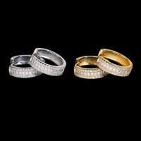 Pendientes de aro Huggie con diamantes de laboratorio talla baguette – Oro de 14k