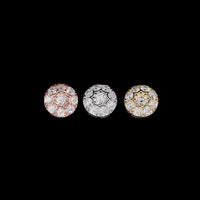 Pendientes de Botón con Diseño Floral Redondo y Pavé de Diamantes de Laboratorio - Oro de 14k