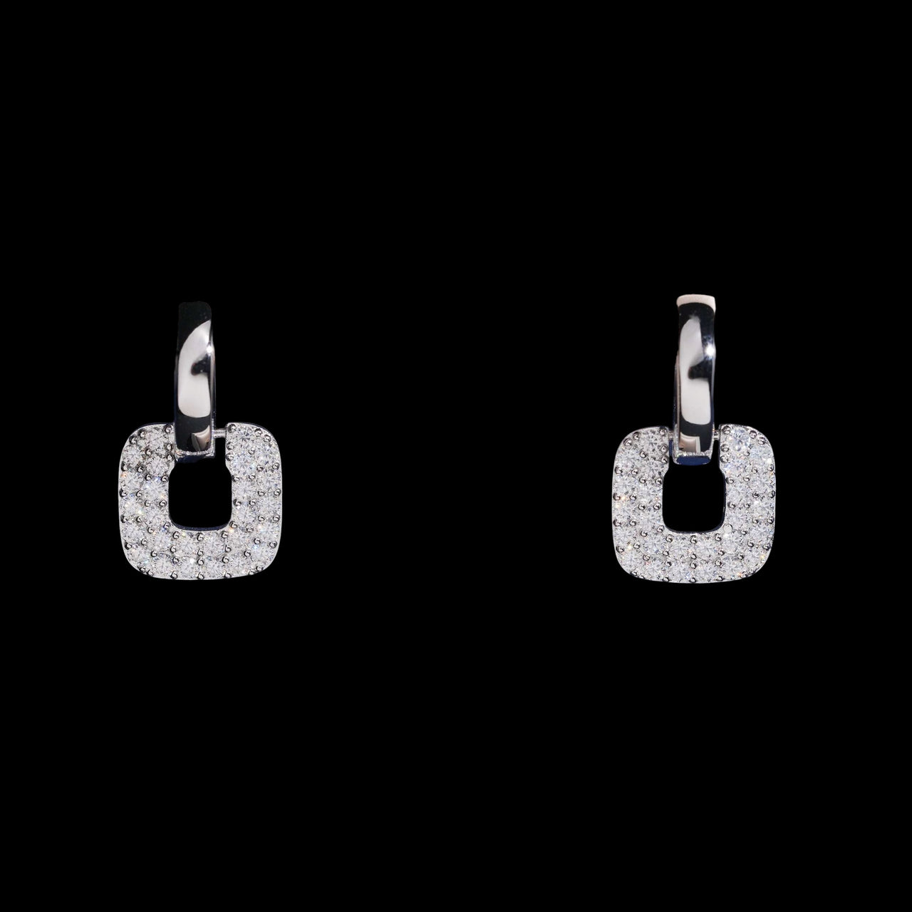 Aretes de aro cuadrados pavé con diamante de laboratorio – Oro de 14k