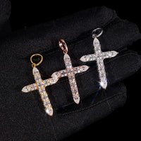 Colgante Cruz de Diamantes Cultivados Talla Asscher y Pera – Oro de 14k