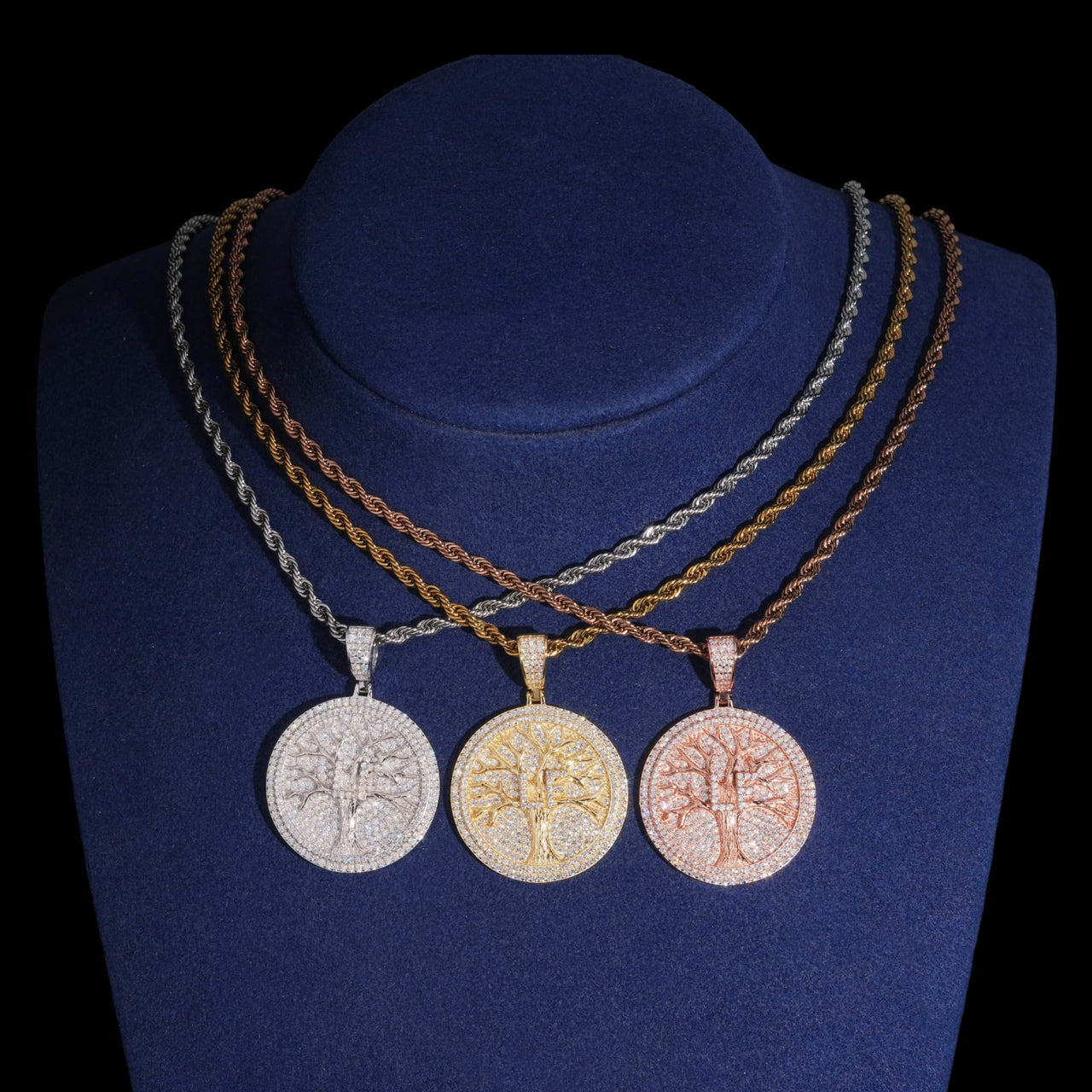 Colgante Árbol de la Vida con Diamante Creado en Laboratorio - Oro de 14k