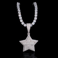 Colgante de estrella de baguette con diamante de laboratorio – Oro de 14k