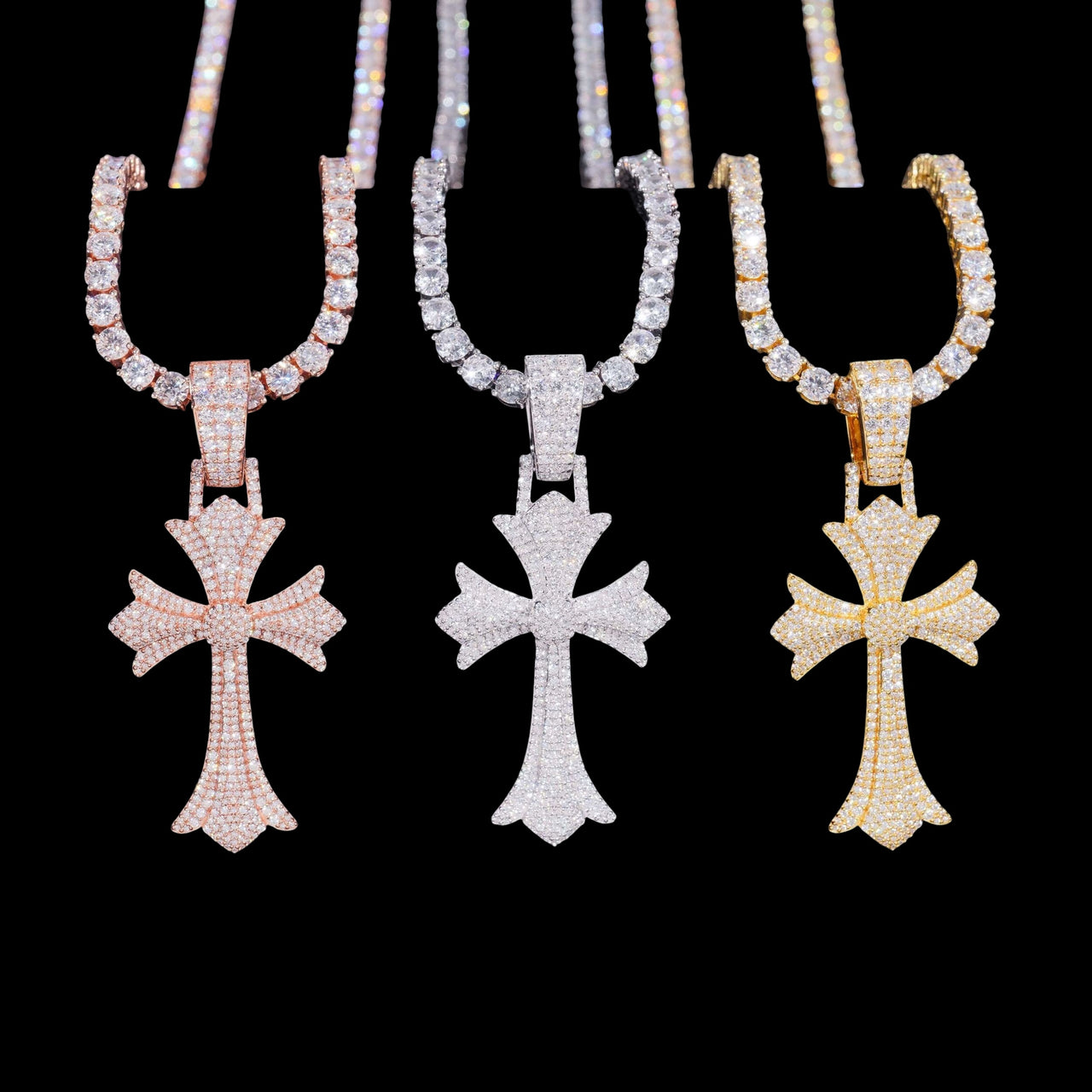 Colgante Cruz Grande Diamante de Laboratorio – Oro de 14k