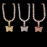 Colgante de Mariposa Baguette con Diamantes de Laboratorio – Oro de 14k