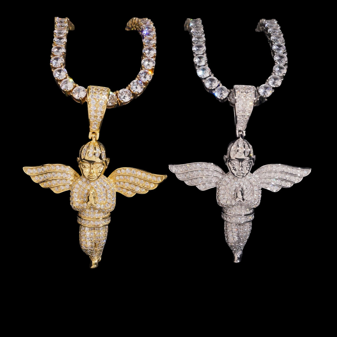 Colgante Ángel Rezando con Diamante de Laboratorio – Oro de 14k