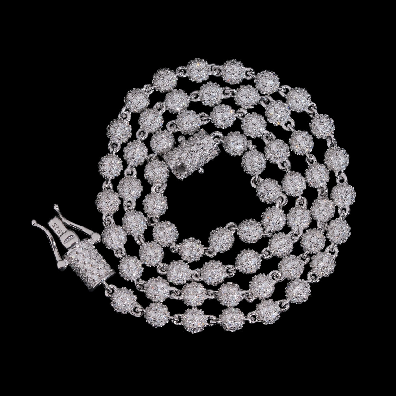 Cadena de bolas de 5 mm con diamante sintético – Oro de 14k