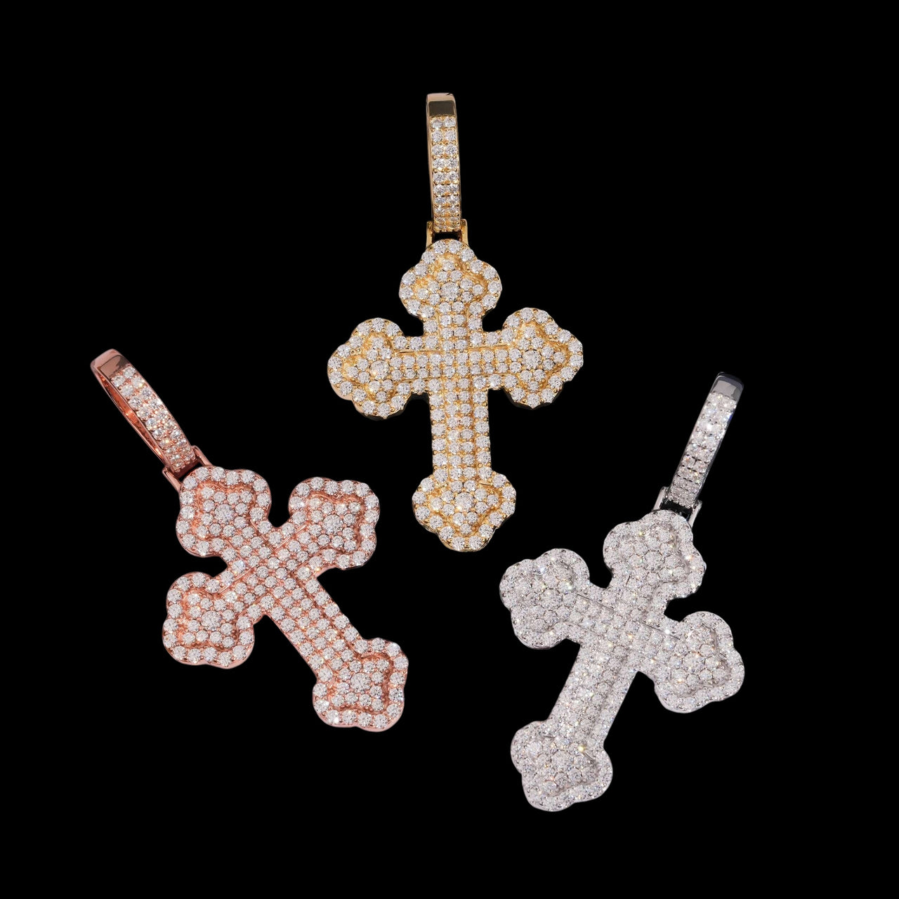 Colgante Cruz con Diamantes de Laboratorio – Oro de 14k