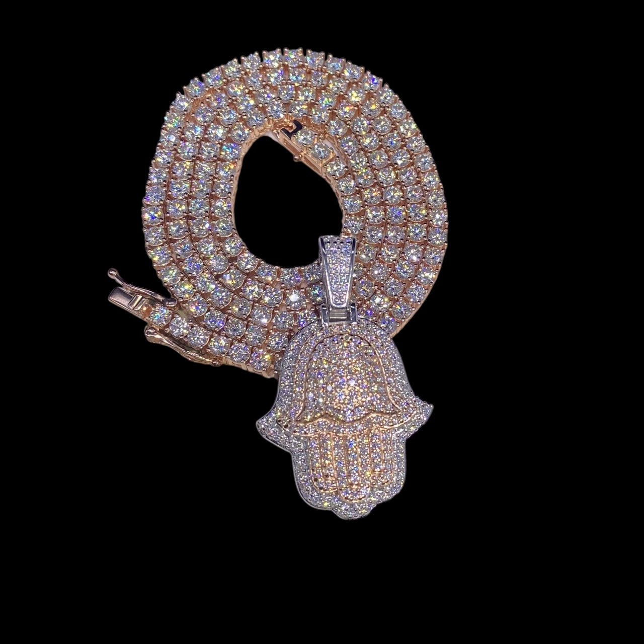 Colgante Mano de Fátima Diamante de Laboratorio – Oro de 14k