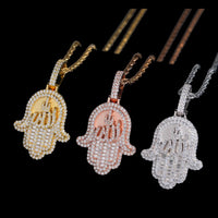 Colgante Mano de Fátima Hamsa Allah con Diamantes de Laboratorio – Oro de 14k