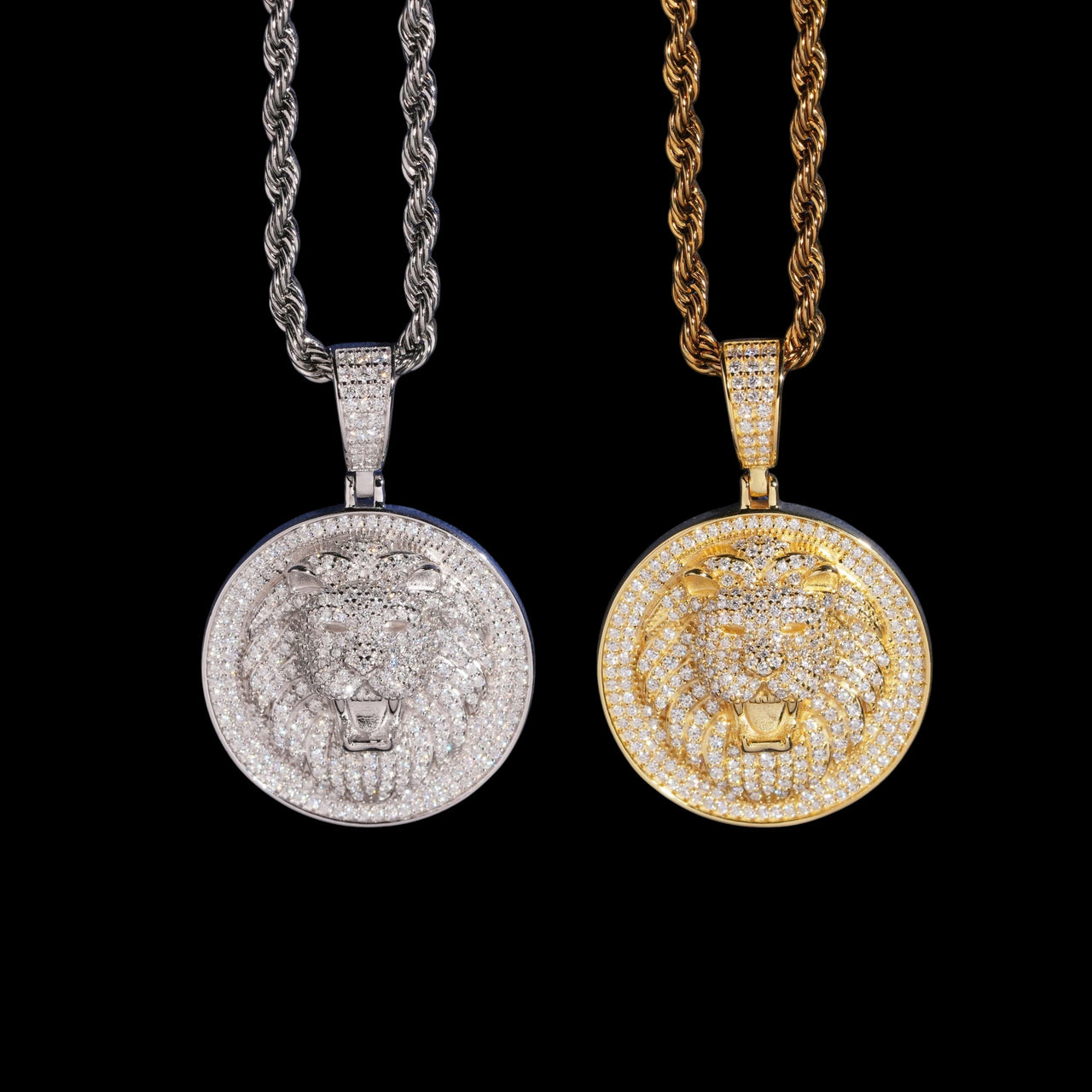 Colgante Cabeza de León Diamante de Laboratorio – Oro de 14k