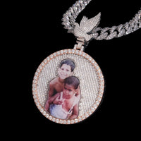 Dije de foto de paloma personalizado con diamantes cultivados de laboratorio – Oro de 14k