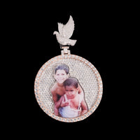 Dije de foto de paloma personalizado con diamantes cultivados de laboratorio – Oro de 14k