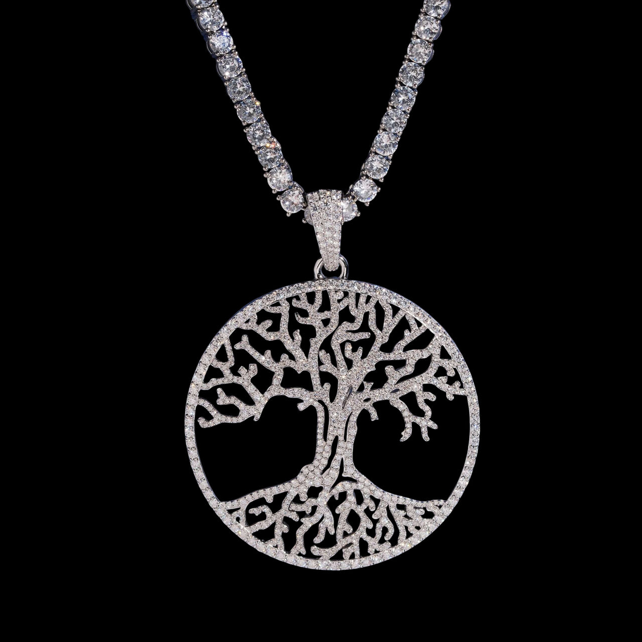Colgante Círculo Árbol de la Vida Diamante de Laboratorio – Oro de 14k