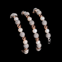 Collar de perlas y bolas pavé – Oro de 14k con diamantes de laboratorio