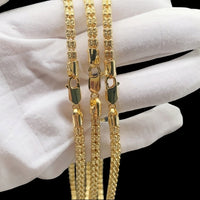 Collar de cadena de múltiples hileras con corte de diamante sólido – Oro de 14k