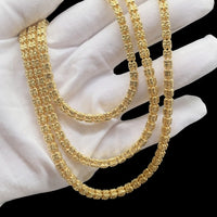 Collar de cadena de múltiples hileras con corte de diamante sólido – Oro de 14k