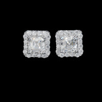 Aretes de halo cuadrados de corte Asscher con diamantes de laboratorio – Oro de 14k