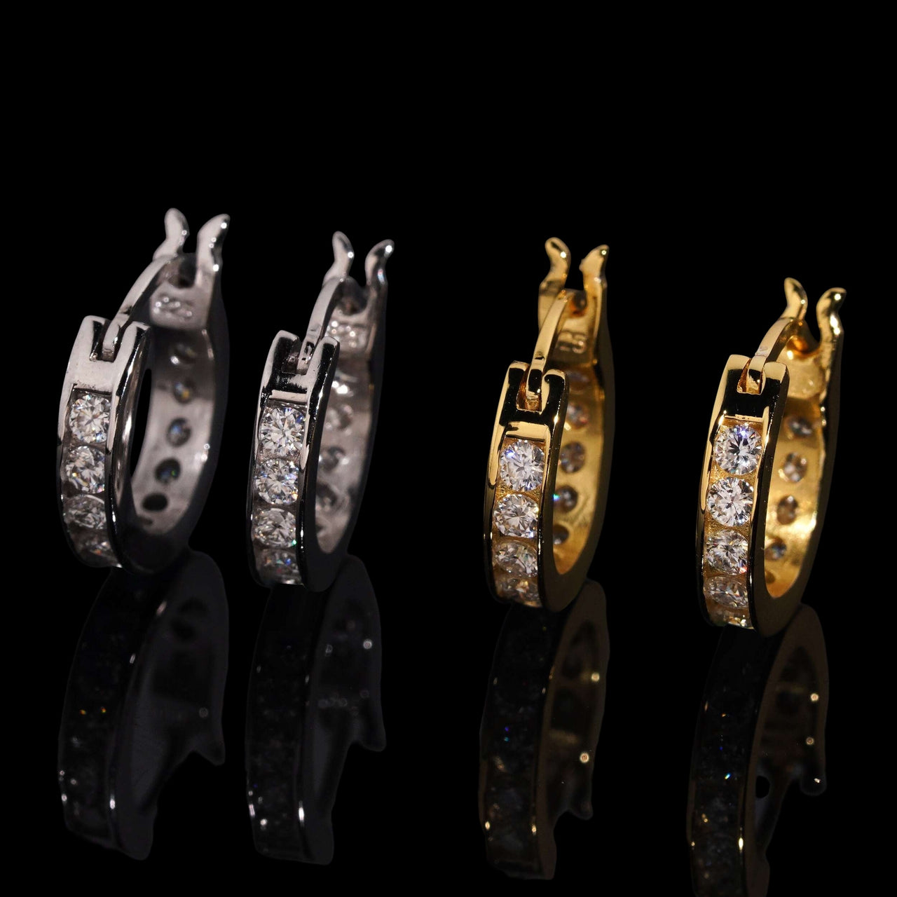 Pendientes de aro Pavé de diamantes creados en laboratorio – Oro de 14k