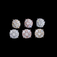 Pendientes de botón con forma de círculo y doble halo con pavé de diamante cultivado – Oro de 14k