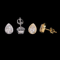 Pendientes de Halo con Diamantes de Laboratorio de Talla Pera – Oro de 14k
