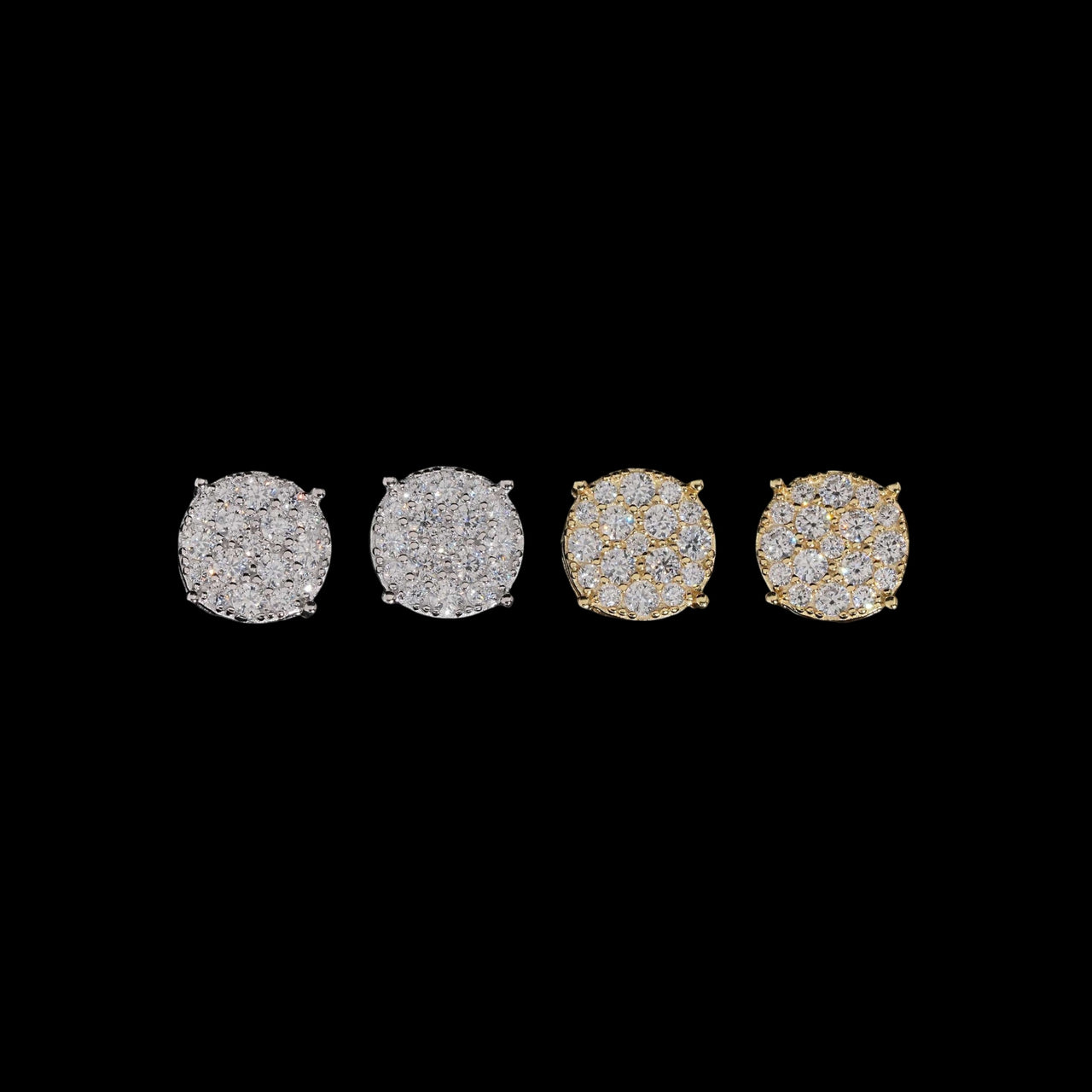 Pendientes de tuerca con racimo de pavé en círculo y diamantes cultivados – Oro de 14k