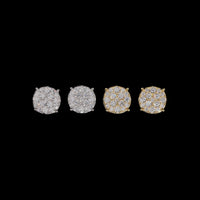 Pendientes de tuerca con racimo de pavé en círculo y diamantes cultivados – Oro de 14k