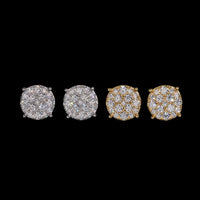 Pendientes de tuerca con racimo de pavé en círculo y diamantes cultivados – Oro de 14k
