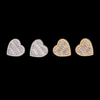 Pendientes de Corazón con Racimo de Diamantes de Laboratorio en Baguette – Oro de 14k