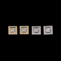 Pendientes de racimo con corte princesa cuadrado, diamantes de laboratorio – Oro de 14k