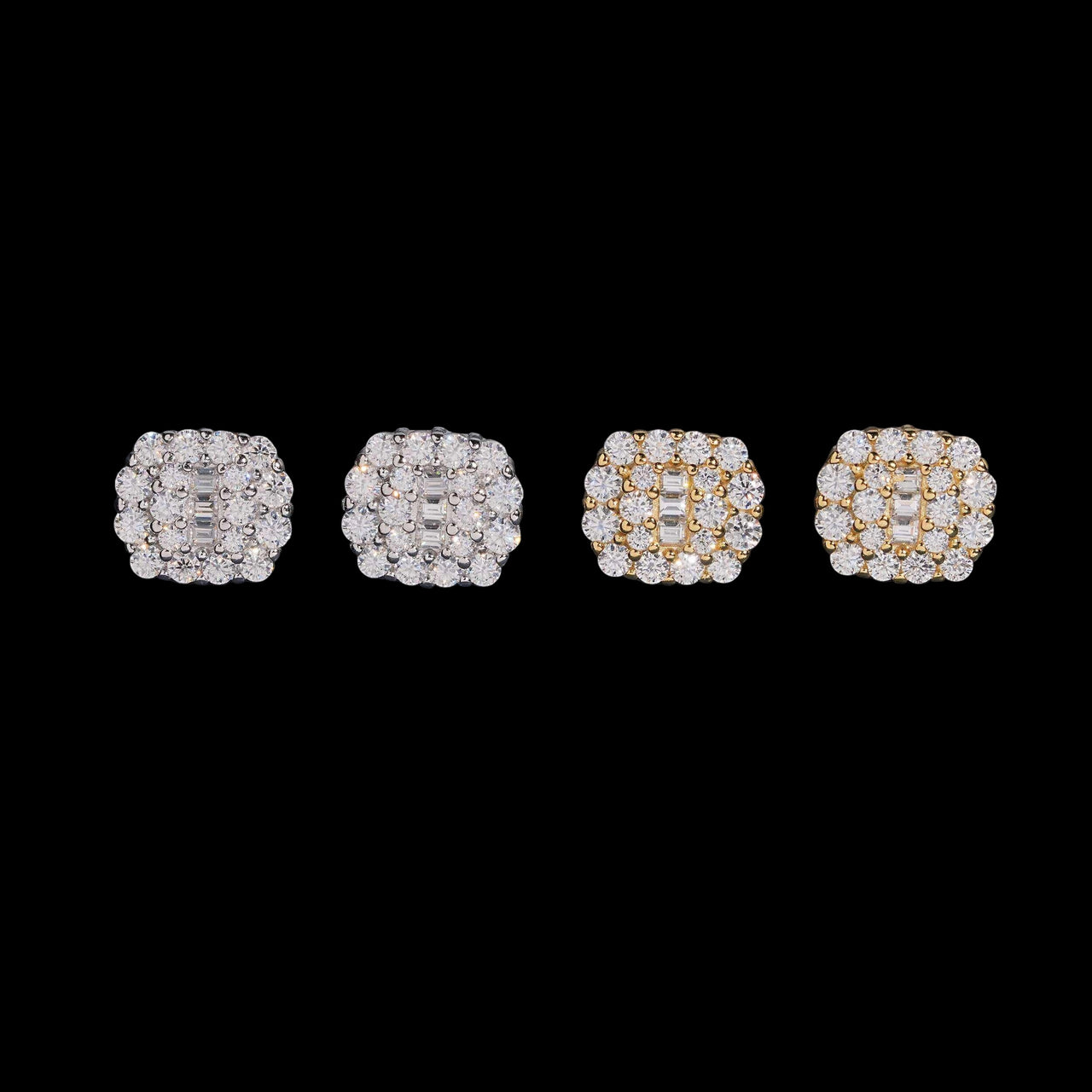 Pendientes de botón cuadrados con diamantes de laboratorio en oro de 14k