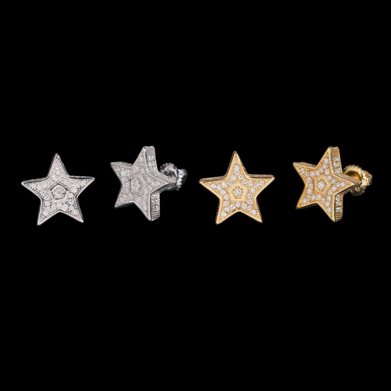Pendientes de botón Cúmulo de estrellas Diamante de laboratorio – Oro de 14k