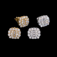 Pendientes de botón cuadrados con diamantes de laboratorio en oro de 14k