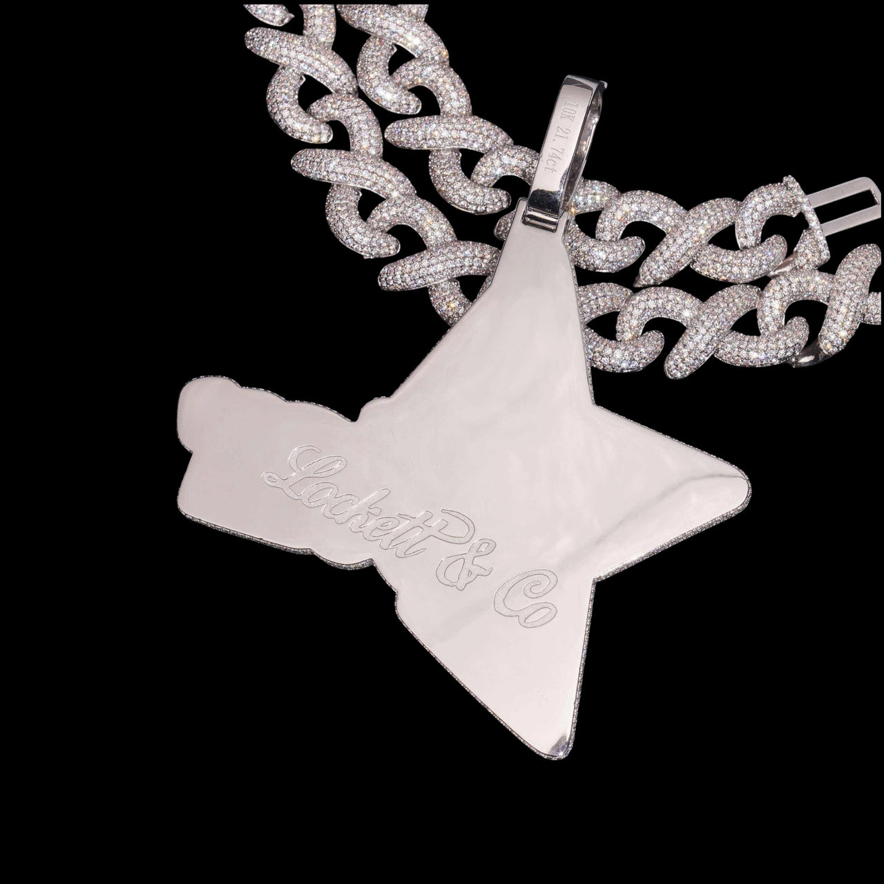 Colgante personalizado de diamante de laboratorio de 3.5 pulgadas – Oro de 14k