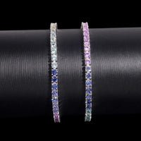 Pulsera de tenis de corindón arcoíris de 3mm con circonitas