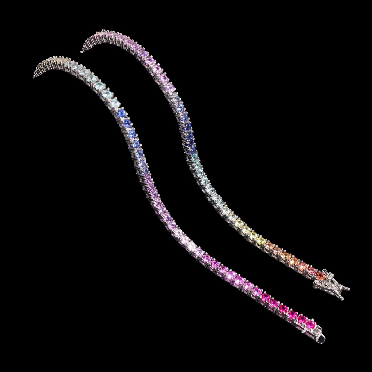 Pulsera de tenis de corindón arcoíris de 3mm con circonitas